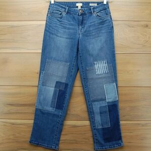 LOGO Lavish By Lori Goldstein Jeans Womens 4P Blue Boyfriend Patchwork Straight